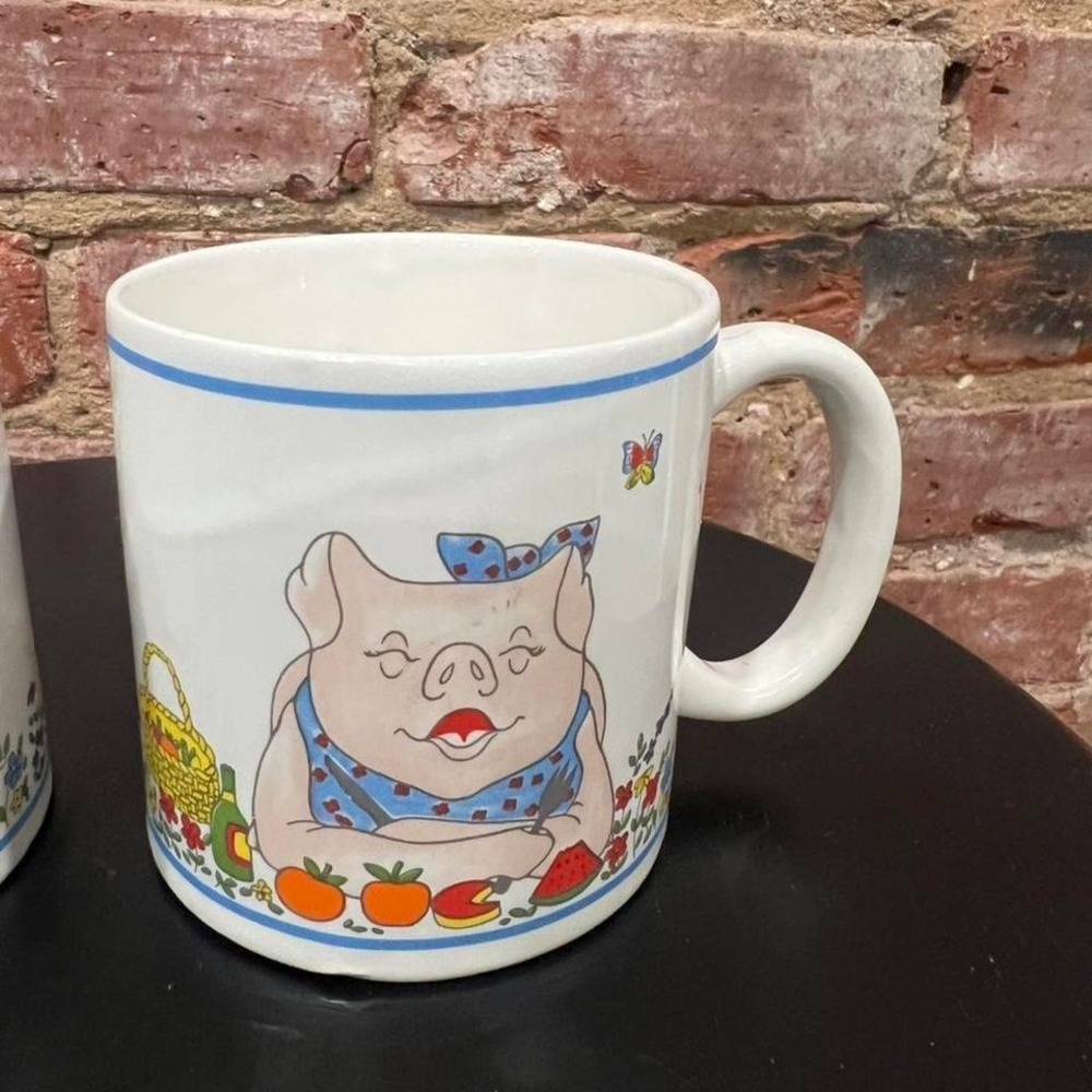 1980s Vintage Picnic Pigs Mugs Set - Picture 3 of 4